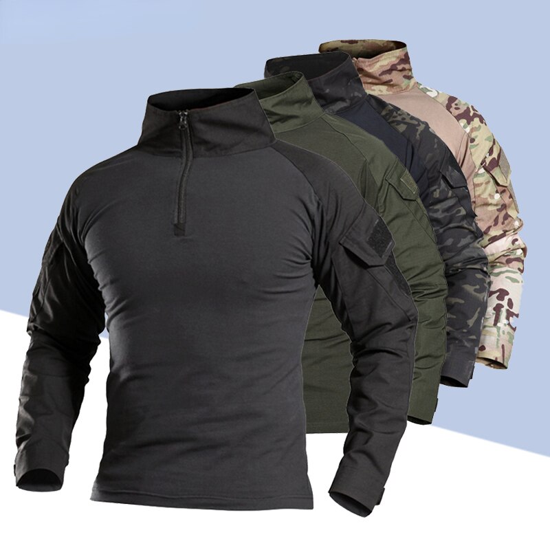 전술 하이킹 티셔츠, 군사 훈련 낚시 사냥 셔츠, 남성 통기성 긴 소매 슈팅 셔츠